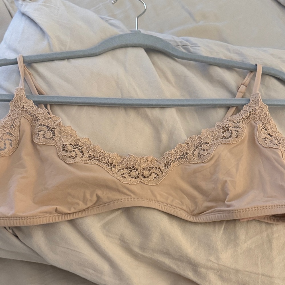 Lace-Trim Soft Bralette in Nude